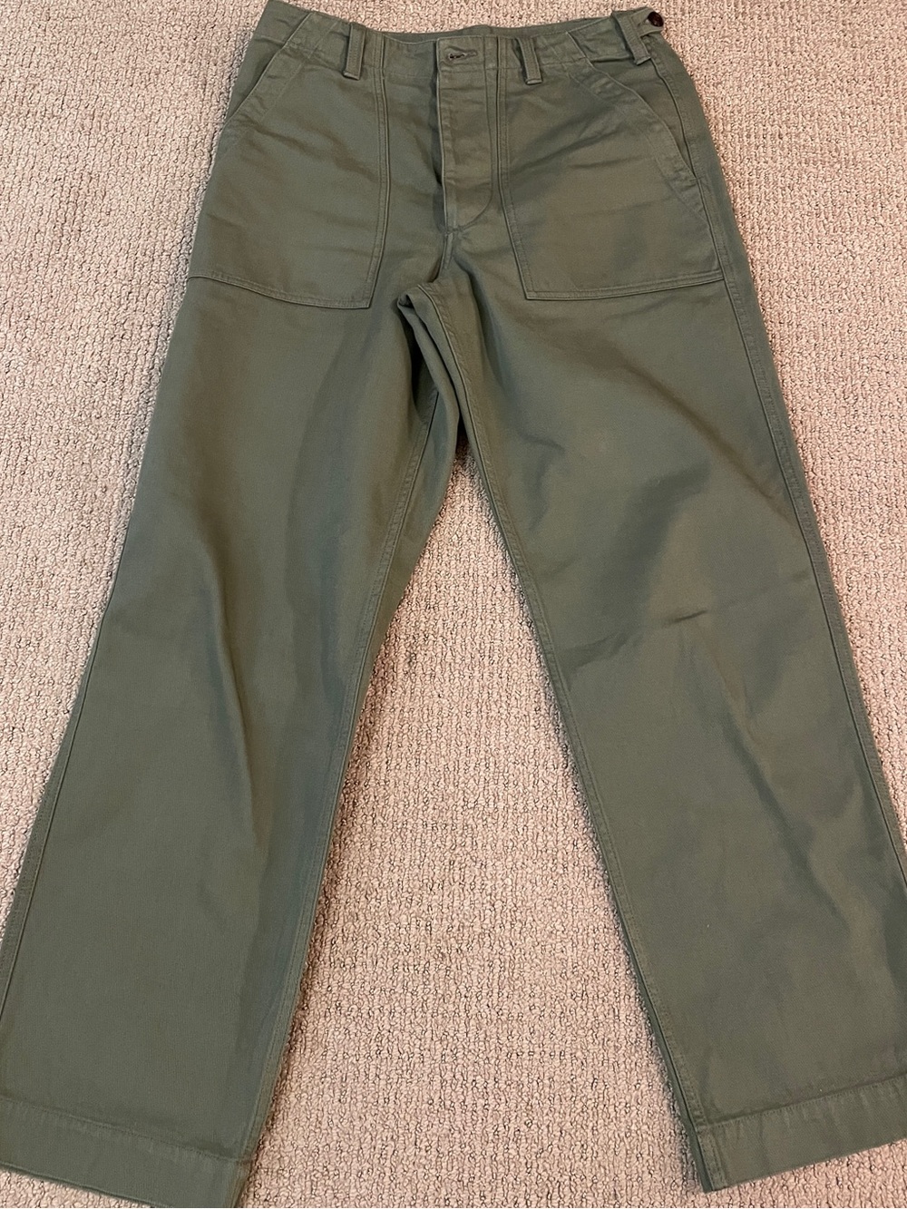 Drake’s Olive Cotton Fatigue trousers